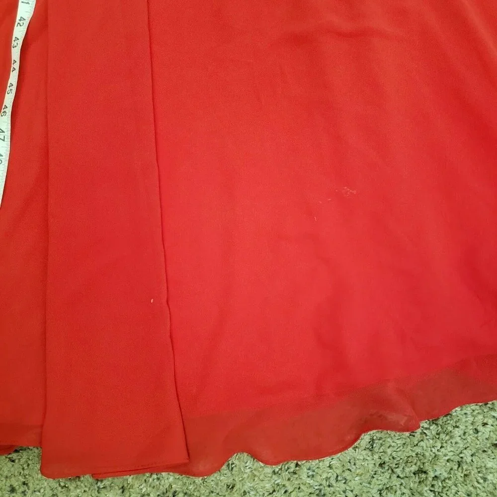 Cinderella Divine Red Plunging V Neck Long Gown Prom Formal Bridesmaid Dress - Picture 10 of 12